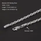 3.3mm 925 Sterling Silver Classic Twist Rope Chain Link Bracelet Unisex Diamond-Cut Braided Rope Bracelet Fashion Jewelry 4