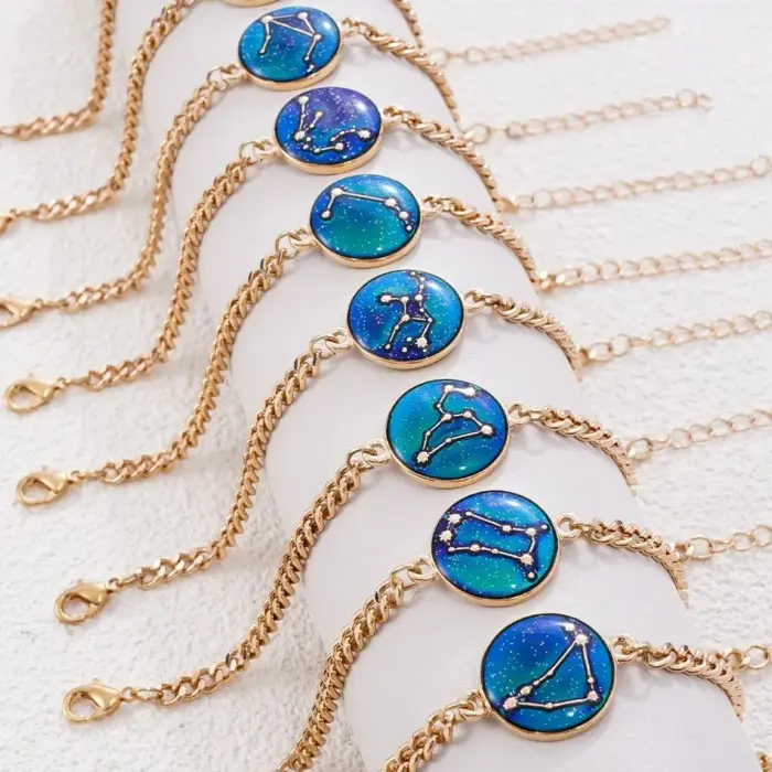 Zodiac Bracelet for Women 12 Constellation Sign Bracelet Color Changing Bracelet Temperature Sensing Mood Jewelry 2