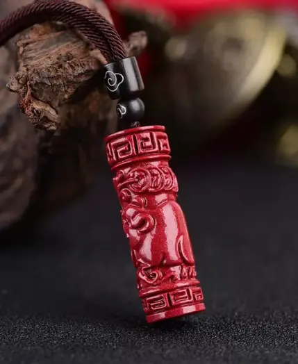 Luxury Red Cinnabar Chinese Zodiac Pendant Heart Sutra Gemstone Necklace Real Natural Jewelry Women Accessories Energy Gifts 3