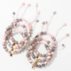Libra Pink Zebra Stone Beads Bracelet 12 Zodiac Constellation Signs Charm Braided Bracelets for Women Birthday Gift Jewelry 6