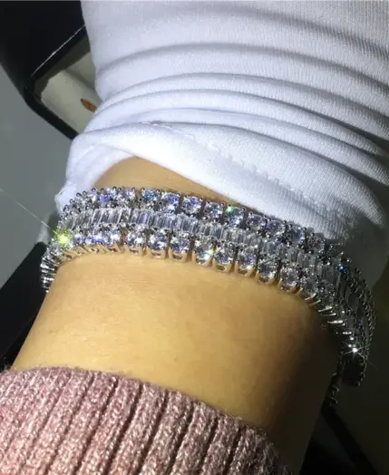 Handmade Lovers Tennis Bracelet Lab Diamond White Gold Filled Party Engagement Bracelets for Women Wedding Accessaries 6