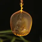 Chinese Yellow crystal Water Droplet Guanyin Bodhisattva Pendant Jewellery Fashion Hand-Carved Accessories DIY Women Man Amulet 1