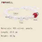 FORWELL Freshwater Pearl Sterling Silver Bracelet Good Luck Bead Exquisite Design Perfect Gift for Girlfriend 4