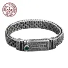 100% Real Solid S925 Silver Punk Retro Men's Lucky Bracelet Silver Tide Creative Personality Jewelry Chain Birthday Gift 1