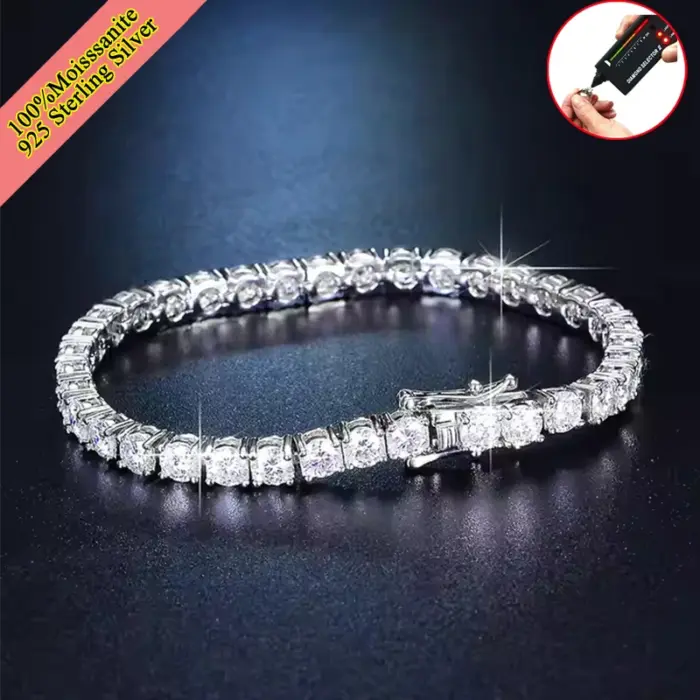 Real Moissanite Tennis Bracelet for Women Men 3.0mm Lab Diamond Bangle with Certificates 925 Sterling Silver Fine Jewelry 1