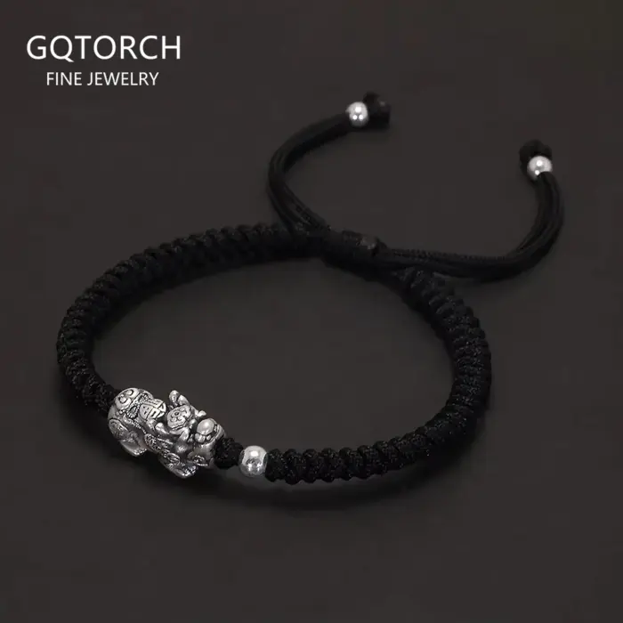 Handmade 999 Pure Silver Feng Shui Pixiu Charms Rope Braided Bracelet Good Luck Wealth Unisex Wristband Friendship Jewelry Gift 1 Handmade 999 Pure Silver Feng Shui Pixiu Charms Rope Braided Bracelet Good Luck Wealth Unisex Wristband Friendship Jewelry Gift 1