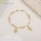 FanSibao Jewellery Women Virgin Mary Rosary Bead Cross Bracelet Charms Chain accessories 2