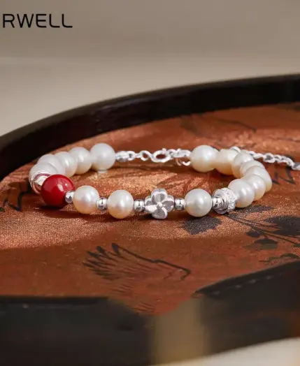 FORWELL Freshwater Pearl Sterling Silver Bracelet Good Luck Bead Exquisite Design Perfect Gift for Girlfriend 1