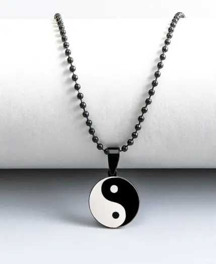 Stainless Steel Round Yin Yang Tai Chi Pendant Necklace For Men Chinese Taoist Amulet Jewelry 3
