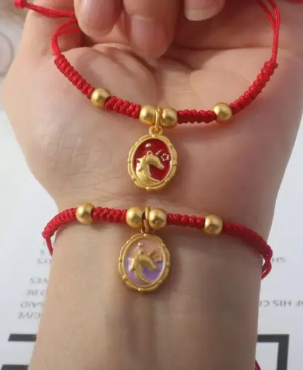 1Piece 2026 Horse Year Lucky Red Rope Bracelet Chinese Style Zodiac Horse Braided Bracelet Women Fashion Jewelry 3