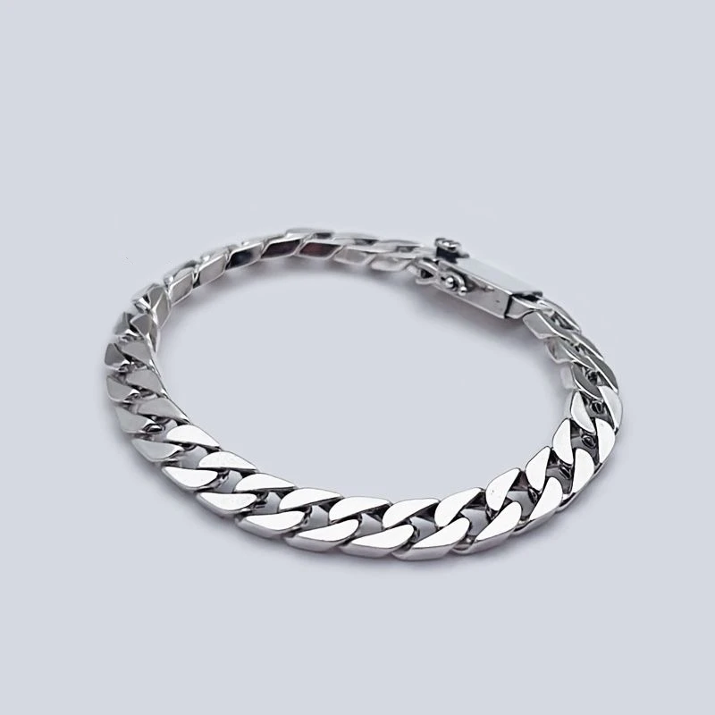 Real Solid S925 Sterling Silver Bracelet For Men Women Punk Couple Jewelry Authentic S925 Silver Bracelet Certified Jewelry