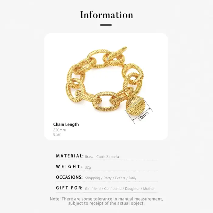 IVOG Hollow Out Design Chain Links For Women Brass Gold Plated Bracelets Fashion Jewelry Party Gifts 3 IVOG Hollow Out Design Chain Links For Women Brass Gold Plated Bracelets Fashion Jewelry Party Gifts 3