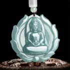 Natural Ice Green Jadeite Carved Fire GuanYin Drop Lucky Pendant Amulet Necklace Certificate Vintage Luxury Jade Gift Jewelry 2