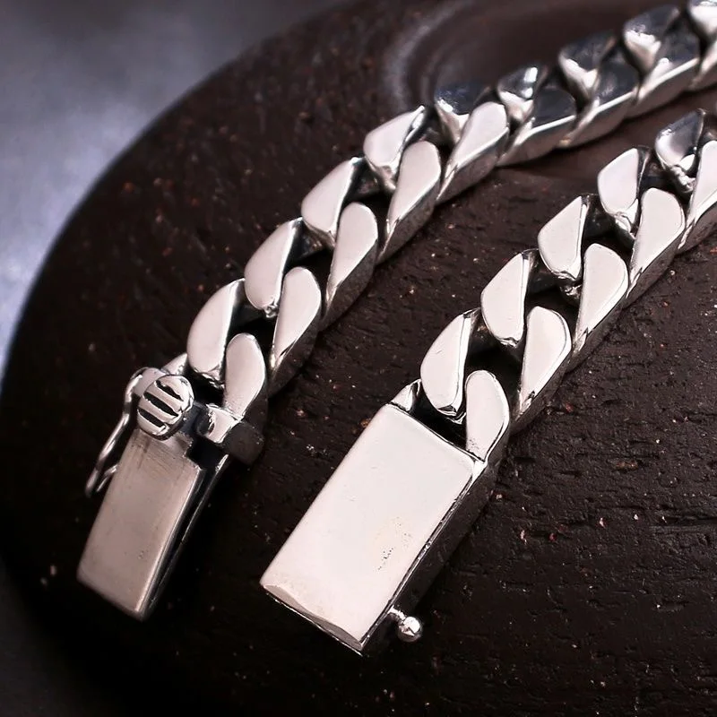 Real Solid S925 Sterling Silver Bracelet For Men Women Punk Couple Jewelry Authentic S925 Silver Bracelet Certified Jewelry