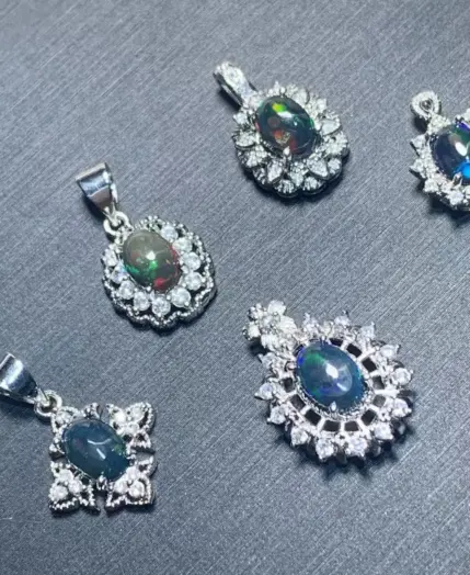 MANY STYLES Authentic Natural BLACK Opal Pendant Fine Jewelry Stones Wholesale Gift Lucky Jewelry 1