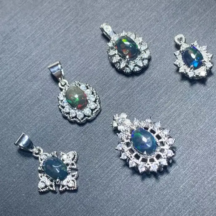 MANY STYLES Authentic Natural BLACK Opal Pendant Fine Jewelry Stones Wholesale Gift Lucky Jewelry 1