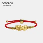 Lucky Red Rope Bracelets 999 Sterling Silver Pixiu Gold Color Tibetan Buddhist Knots Adjustable Charm Bracelet For Women Men 1