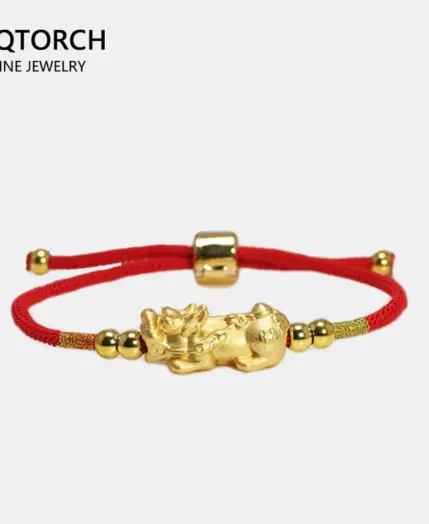 Lucky Red Rope Bracelets 999 Sterling Silver Pixiu Gold Color Tibetan Buddhist Knots Adjustable Charm Bracelet For Women Men 1