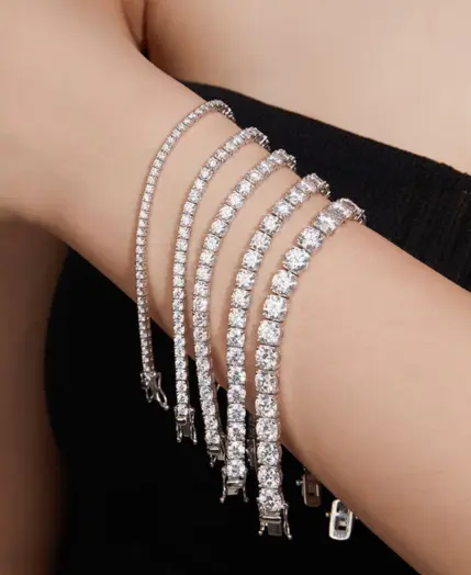 2-10mm DVVS1 Pass Diamond Test Round Cut Moissanite Tennis Bracelet White Gold Plated 925 Silver Jewelry for Women 6