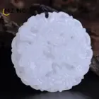 Chinese White Jade Dragon and Phoenix Jade Pendant Double-sided Hollow Carved Couple Necklace Lucky Amulet Gift for Men Women 2
