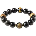 Natural Solving Tai Shui Obsidian Bracelet Zodiac Rabbit Manjusri Bodhisattva Hand String Good Luck Mascot for Men and Women's 4