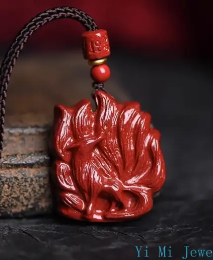 Classic Chinese Style Natural Red Organic Cinnabar Fox Pendant Necklace Lucky Amulet Jewelry Accessories Free Shipping Everythin 3