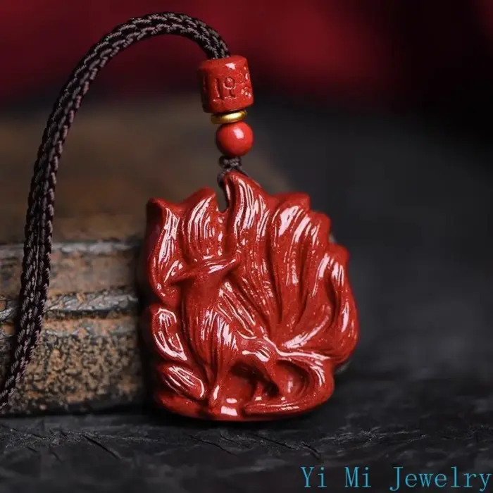 Classic Chinese Style Natural Red Organic Cinnabar Fox Pendant Necklace Lucky Amulet Jewelry Accessories Free Shipping Everythin 3