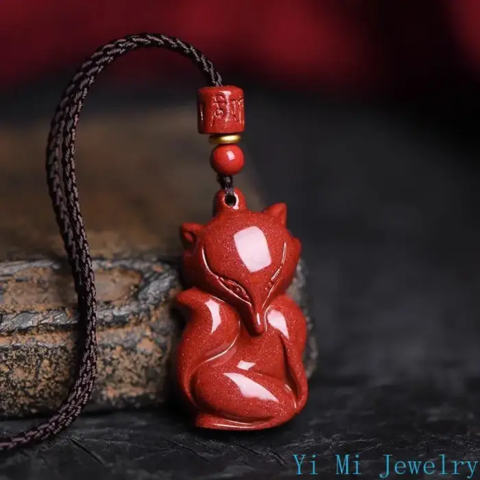 Classic Chinese Style Natural Red Organic Cinnabar Fox Pendant Necklace Lucky Amulet Jewelry Accessories Free Shipping Everythin 4