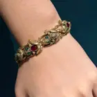 Vintage Jewelry Lucky Toad Bracelets For Women Green Red Agate Antique Gold Color Charm 2025 Accessories Mothers Day Gift New 6