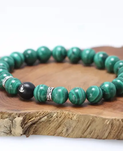 Natural Malachite Beads Bracelet Lotus Meditation Sandalwood Bead 925 Sterling Silver Accessories Jewelry for Men and Women 4