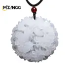 Chinese White Jade Dragon and Phoenix Jade Pendant Double-sided Hollow Carved Couple Necklace Lucky Amulet Gift for Men Women 5