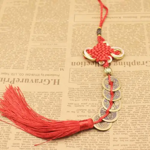 Manual Chinese Knot Lucky Charms Ancient I CHING Five Emperors Money Mascot Prosperity Protection Good Fortune Home Decorations 6