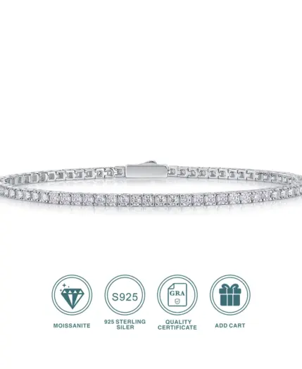 JIUZUAN S925 Sterling Silver Moissanite Tennis Bracelet for Women Simple Row Design Elegant Sparkling Jewelry for Daily Wear 1