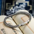 S925 Silver Factory Price handwoven vintage overbearing style personality keel bracelet men's and women's fashion jewelry gift 3