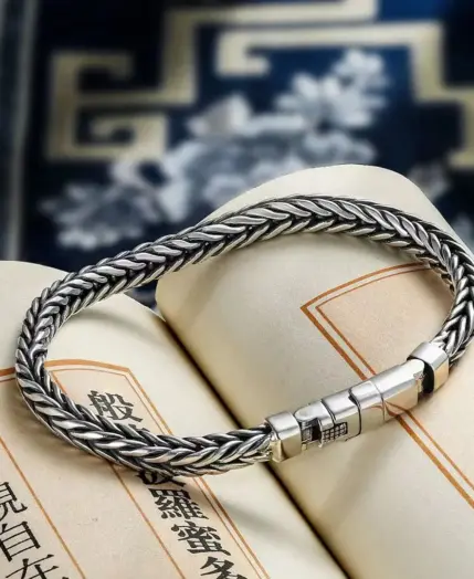 S925 Silver Factory Price handwoven vintage overbearing style personality keel bracelet men's and women's fashion jewelry gift 3
