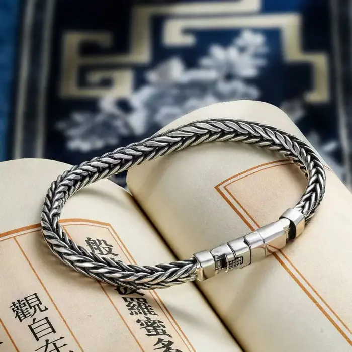 S925 Silver Factory Price handwoven vintage overbearing style personality keel bracelet men's and women's fashion jewelry gift 3 S925 Silver Factory Price handwoven vintage overbearing style personality keel bracelet men's and women's fashion jewelry gift 3