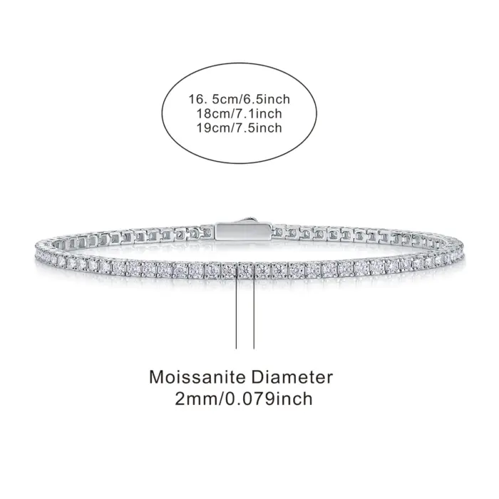 JIUZUAN S925 Sterling Silver Moissanite Tennis Bracelet for Women Simple Row Design Elegant Sparkling Jewelry for Daily Wear 2 JIUZUAN S925 Sterling Silver Moissanite Tennis Bracelet for Women Simple Row Design Elegant Sparkling Jewelry for Daily Wear 2