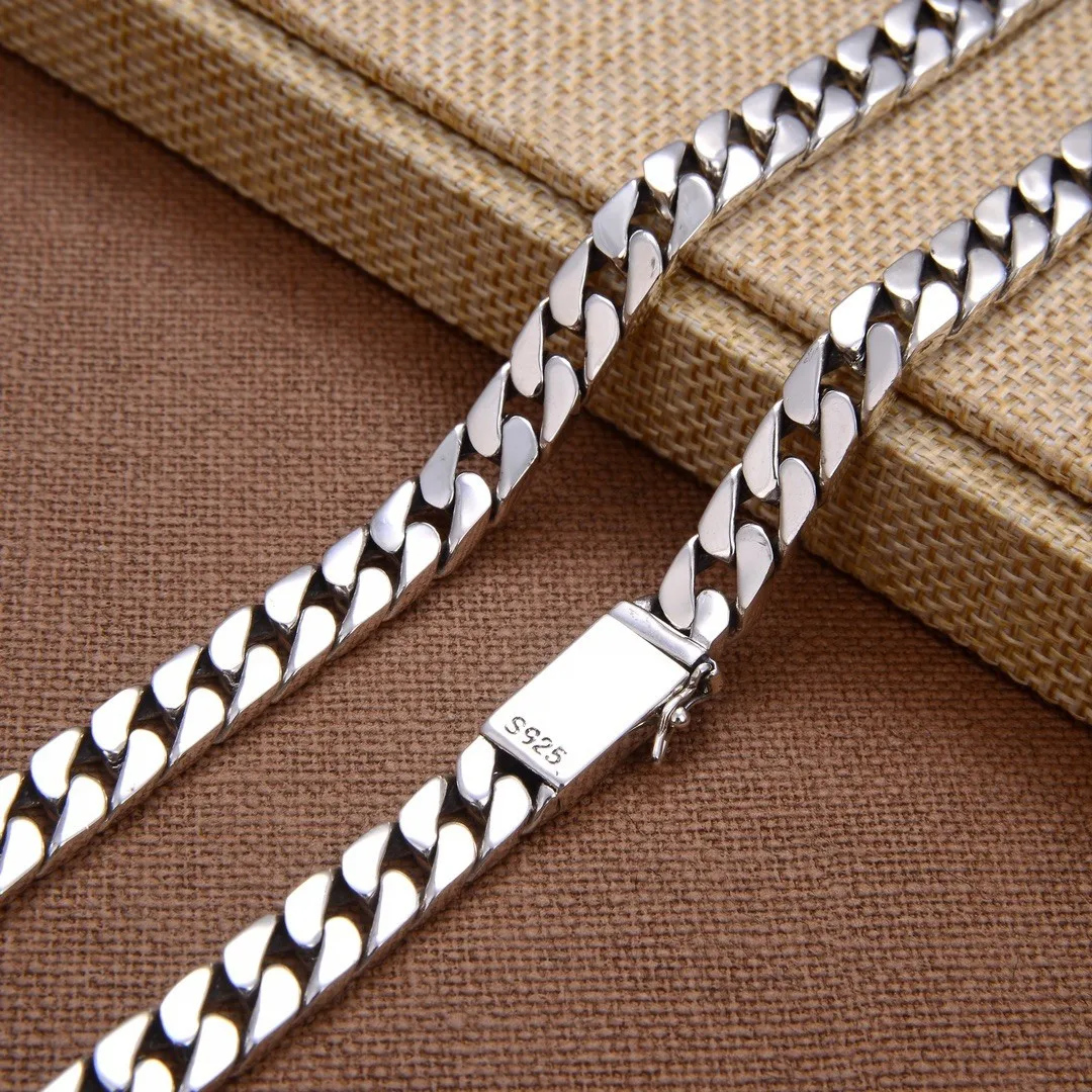 Real Solid S925 Sterling Silver Bracelet For Men Women Punk Couple Jewelry Authentic S925 Silver Bracelet Certified Jewelry