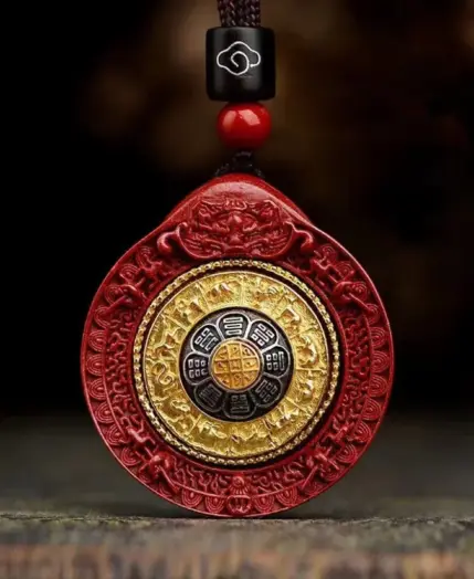 Natural Mineral Vermilion Sand Nine Eight Trigrams Pendant Necklace Jewelry Chinese Healing Women Men Lucky Gift Sweater Chain 1 Natural Mineral Vermilion Sand Nine Eight Trigrams Pendant Necklace Jewelry Chinese Healing Women Men Lucky Gift Sweater Chain 1