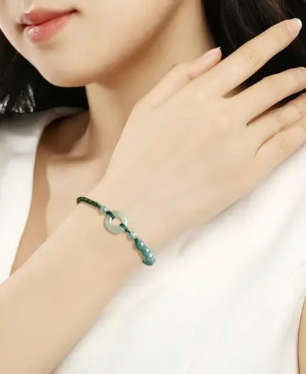Handmade Stringing Of Beads Lucky Guardian Bracelet Natural A Goods Jade Blue Water Jade Ring Bracelet Peace Amulet 6