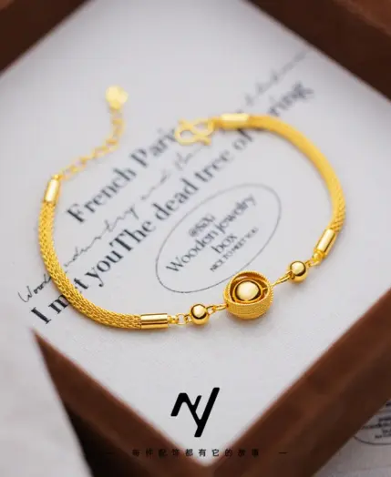 Women's Bird's Nest Lucky Bead Bracelet, 24K Gold, AU999 | 1