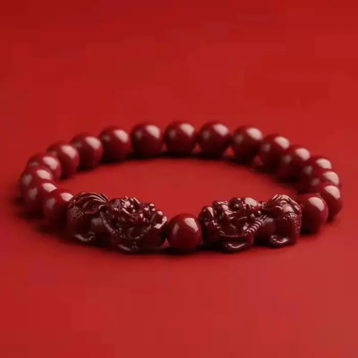 Vintage Red Cinnabar Beads Bracelets for Women Men Charm Pixiu Wealth Lucky Amulet Bracelet Unisex Prayer Jewelry Birthday Gift 1