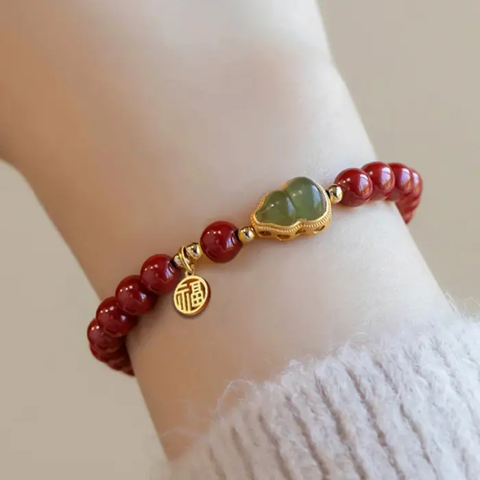 Vintage Red Cinnabar Beads Bracelets for Women Men Charm Pixiu Wealth Lucky Amulet Bracelet Unisex Prayer Jewelry Birthday Gift 4