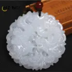 Chinese White Jade Dragon and Phoenix Jade Pendant Double-sided Hollow Carved Couple Necklace Lucky Amulet Gift for Men Women 6