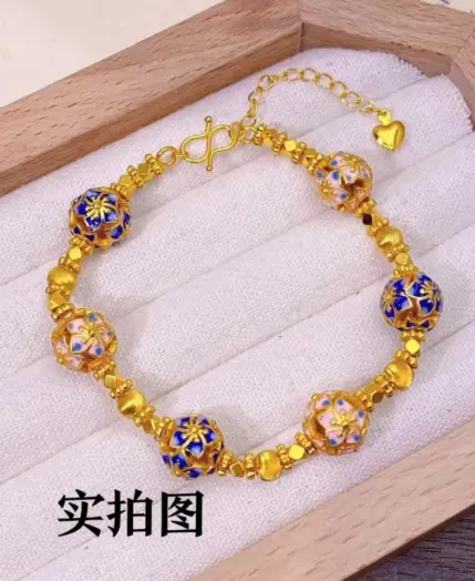 AU999 Bauhinia Lucky Bead Bracelet Women’s 24K Gold – Anti-deform gold, durable band, bead carries wishes 2 AU999 Bauhinia Lucky Bead Bracelet Women's 24K Gold - Anti-deform gold, durable band, bead carries wishes 2