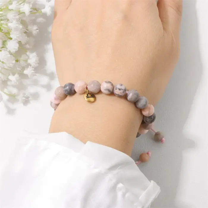 Libra Pink Zebra Stone Beads Bracelet 12 Zodiac Constellation Signs Charm Braided Bracelets for Women Birthday Gift Jewelry 2