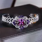 Charm Female Purple Zircon Stone Oval Bracelet Cute Silver Color Adjustable Summer Wedding Jewelry For Women 1