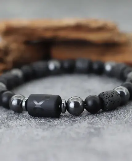 Stylish Zodiac Bracelet Men Women Natural Volcanic Rock Onyx Stone Beaded Braclet Hematite Healing Braslet Couple Brazalete Gift 2