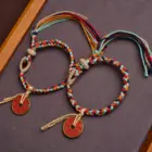 Handmade Good Lucky Tibetan Bracelet Colorful Thread Charm Rope Bracelet & Bangles Knots Red Thread Coin Bracelets Original 3