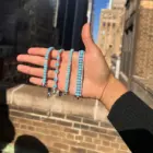 2023 Summer New High Quality Women Jewelry Geometric Oval Blue Turquoises Stone Tennis Bracelet For Women 1